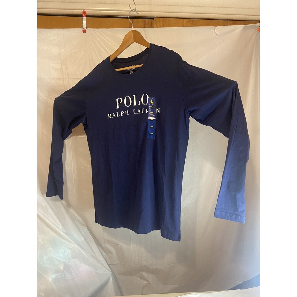 Men's Polo Ralph Lauren Tagless Activewear Navy Long Sleeve T-Shirt- Size L-NWT